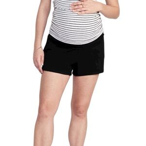 OLD NAVY Black Maternity Foldover-Waist Shorts - 3-inch inseam, size S